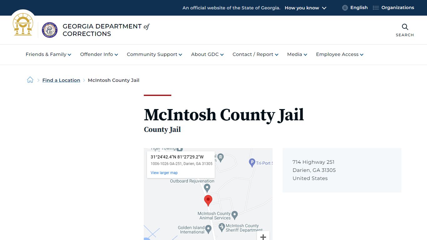 McIntosh County Jail | Georgia Department of Corrections